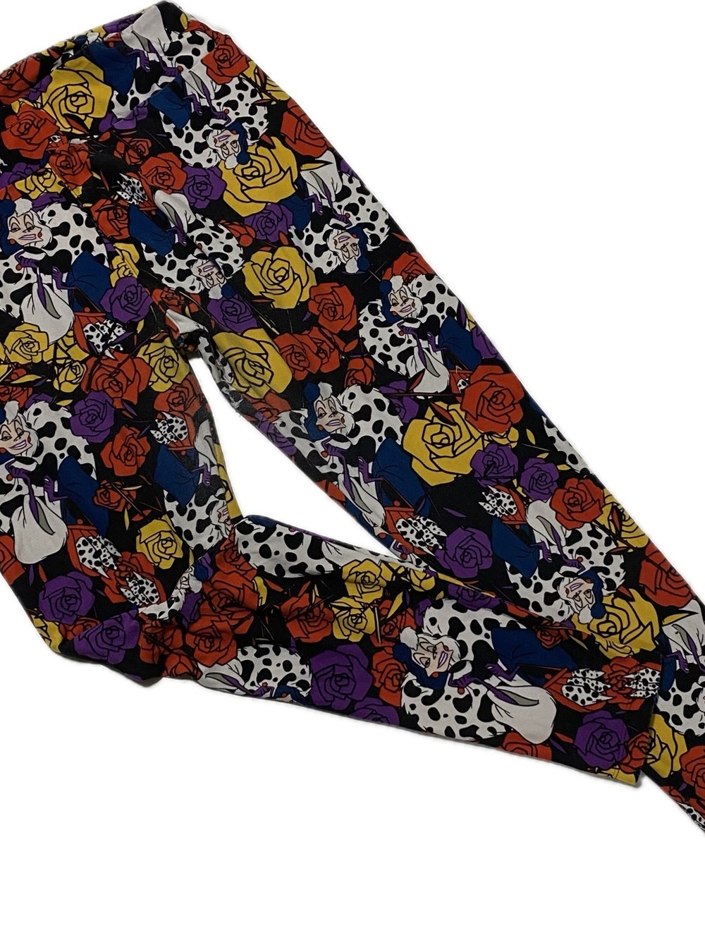 LuLaRoe Leggings with Multi-Colored Rose & Dalmatian Print